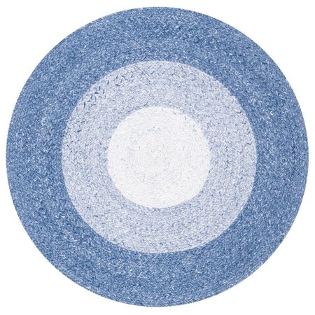 Safavieh 3 x 3 ft. Braided Hand Loomed Round Area Rug; Blue & Ivory BRD802M-3R